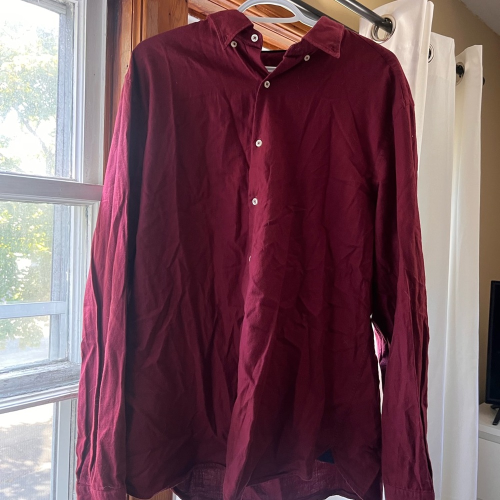 Massimo Dutti Deep Red Casual Button Down Shirt